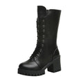 Lace-Up Platform Boots - Chunky Heel Winter Style