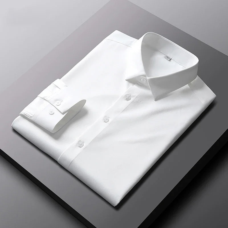 The "IronLess" Smart Business Shirt – Wrinkle-Resistant Solid Color Top