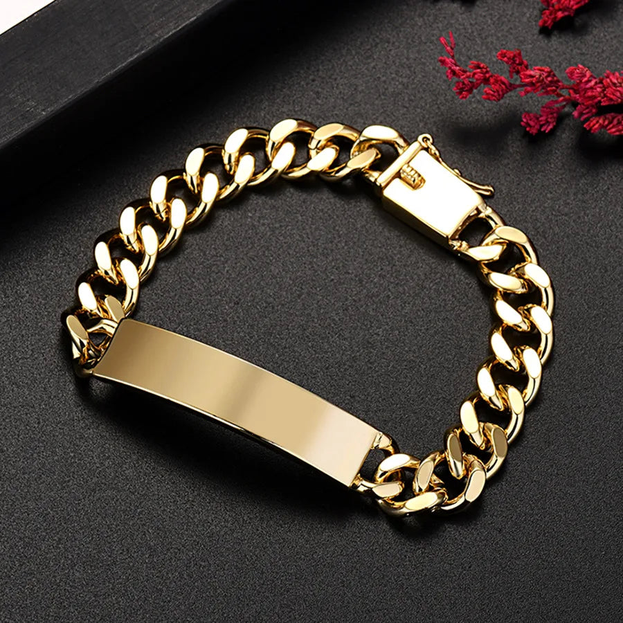 Unisex 18K Gold Plated 10mm Chain Bracelet - Classic Link Bracelet for Daily Wear & Special Occasions