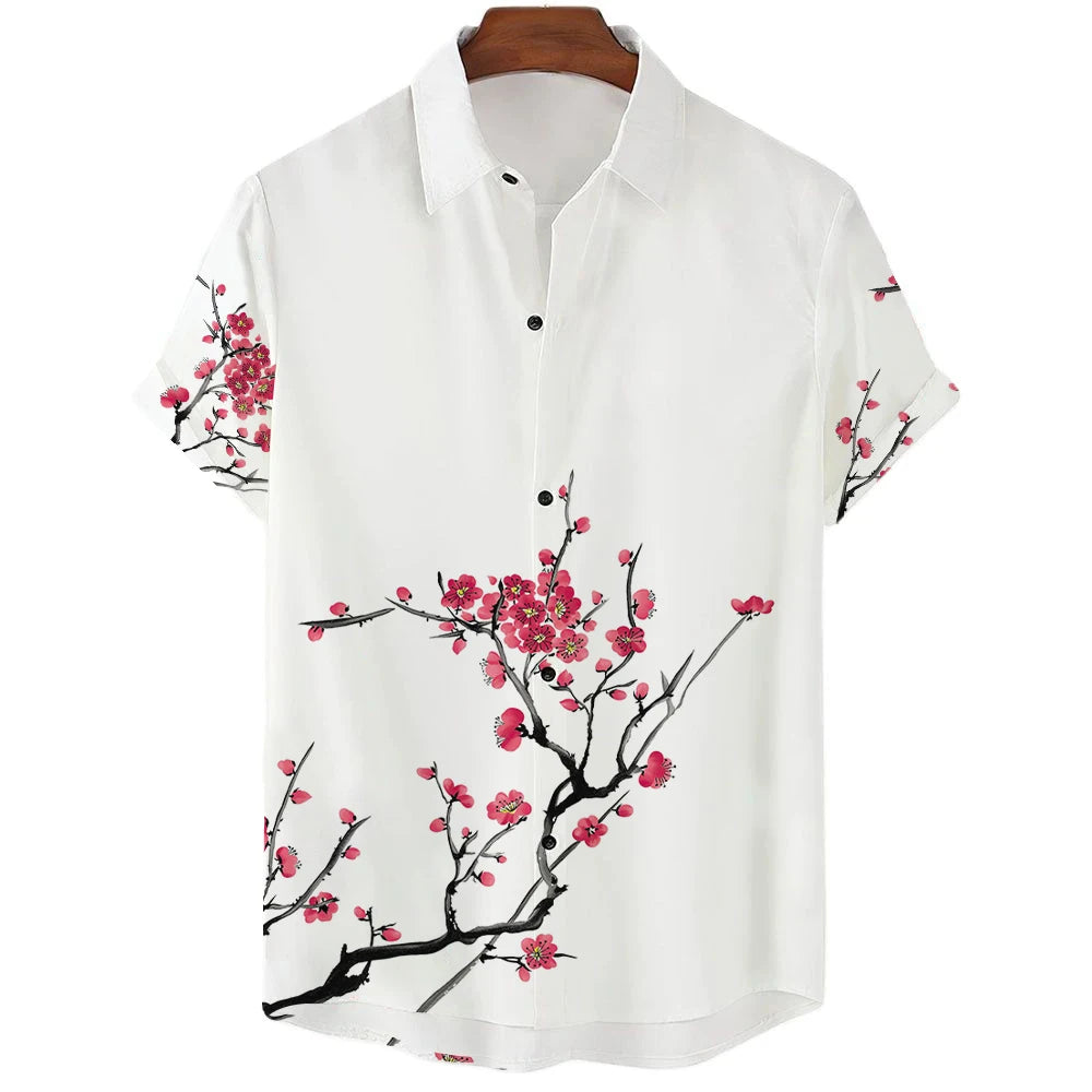 The "Sakura Breeze" Unisex Hawaiian Shirt – Summer Sakura Pattern Short Sleeve