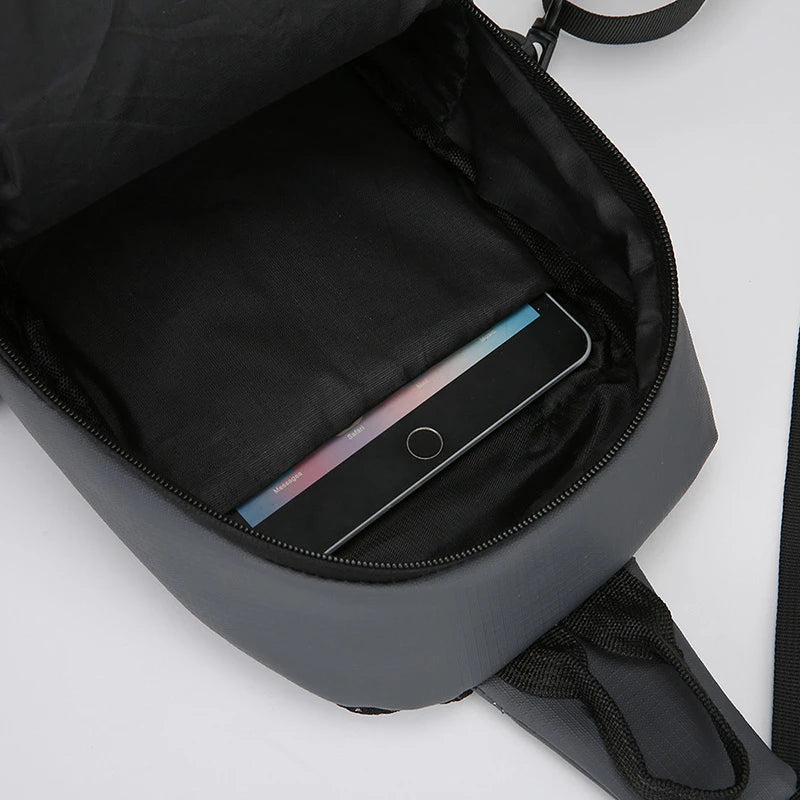 Anti-Theft Men's Crossbody Chest Bag with USB Charging Port - Water Resistant Outdoor Shoulder Messenger Bag