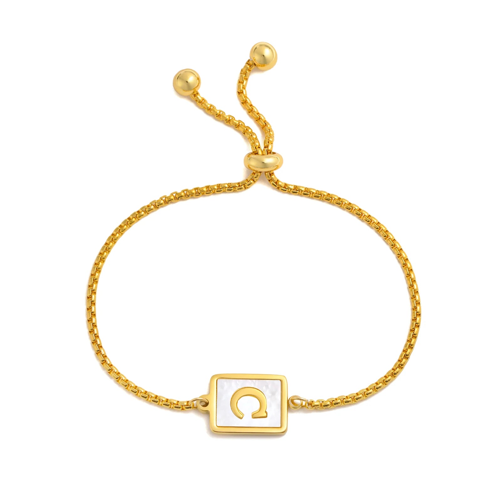 Aura Pearl Initial Bracelet – Waterproof Stainless Steel Alphabet Chain