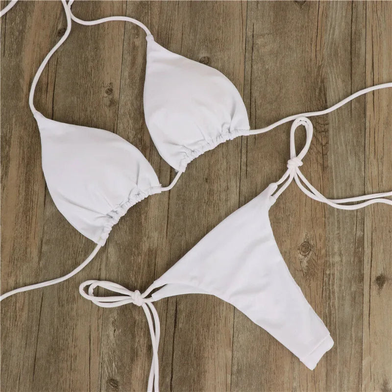 The "Aura Solis" Triangle Bikini Set – Sexy Halter Two-Piece Swimsuit