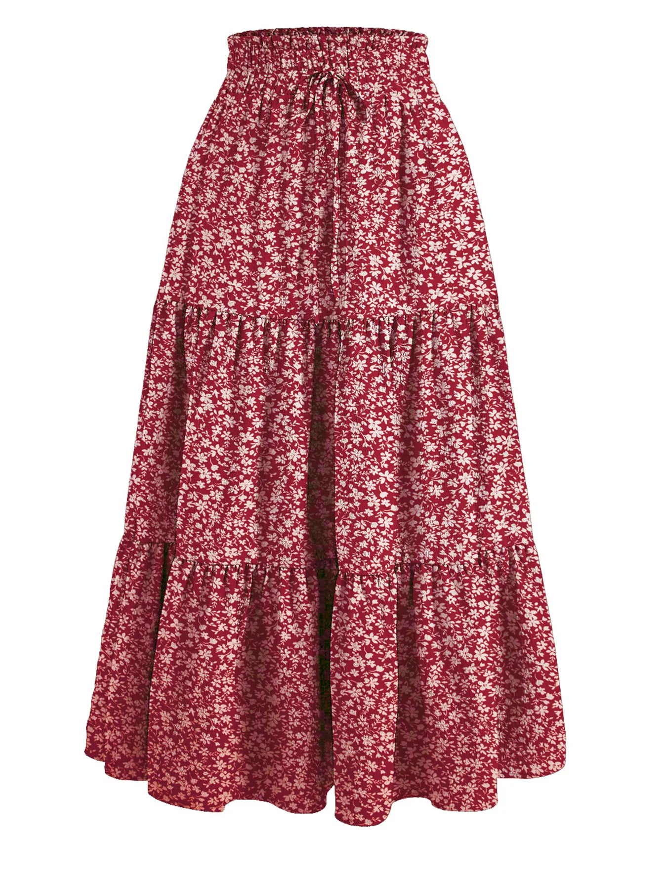 Santorini Bohemian Maxi Skirt – Flowy Summer Floral Long Skirt
