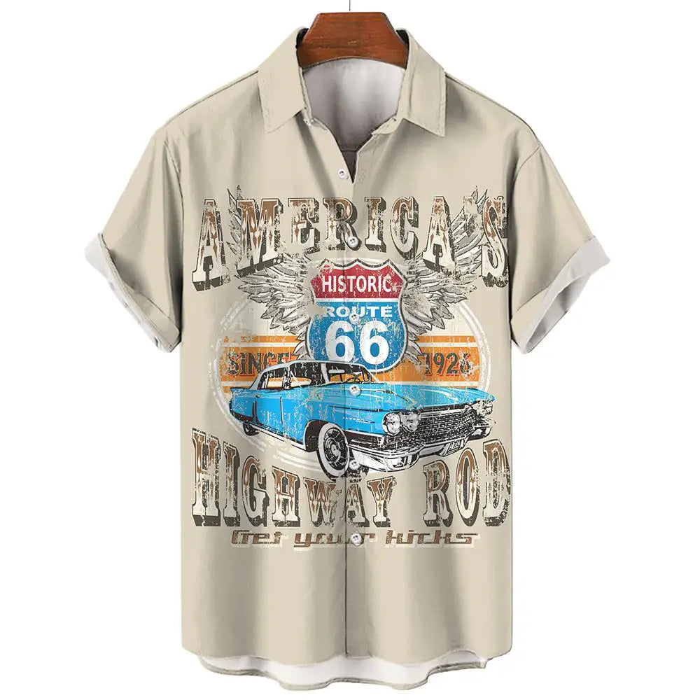 Route 66 Nomad Shirt – Vintage Classic Cars Short Sleeve Top
