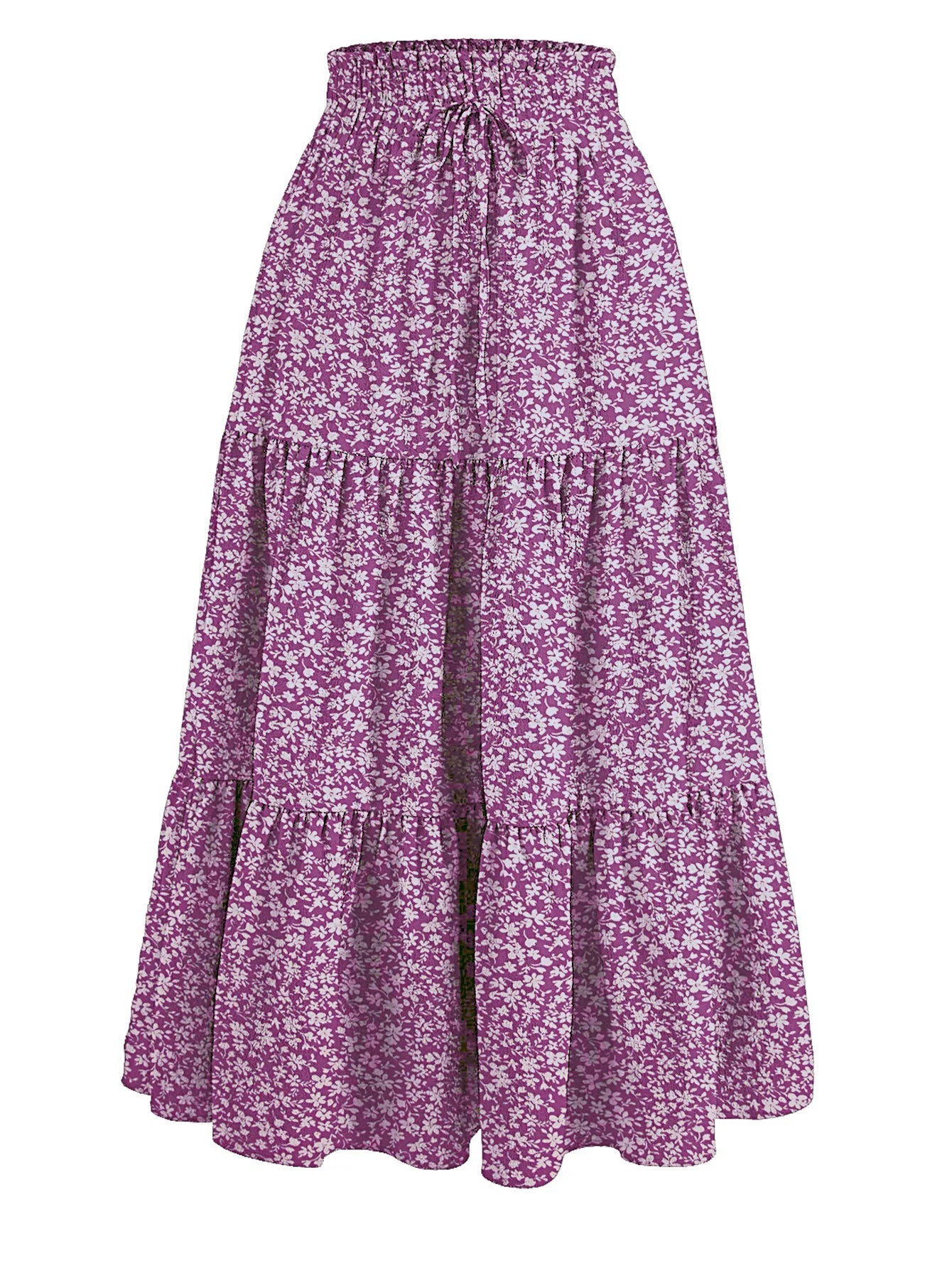 Santorini Bohemian Maxi Skirt – Flowy Summer Floral Long Skirt