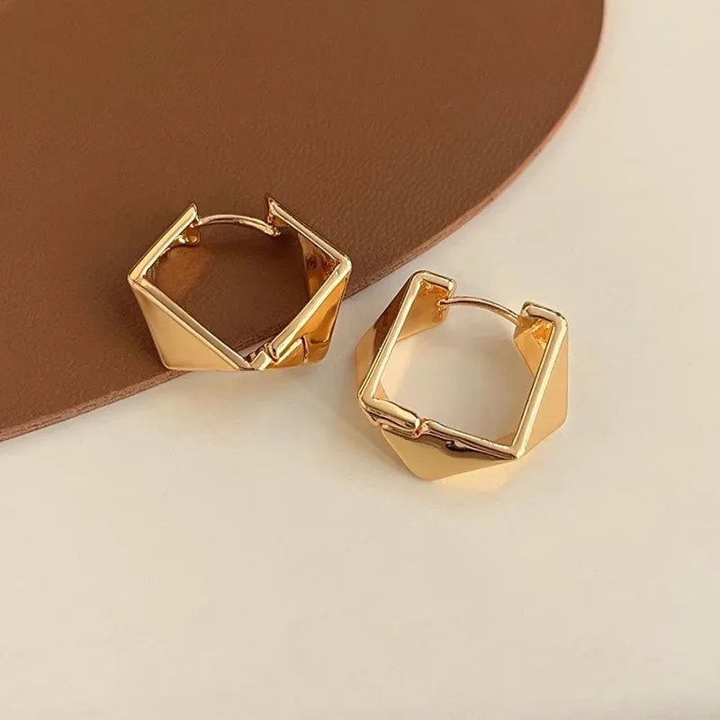 The "Aura Hexa-Glitz" Statement Hoops – Vintage Geometric Hexagon Earrings