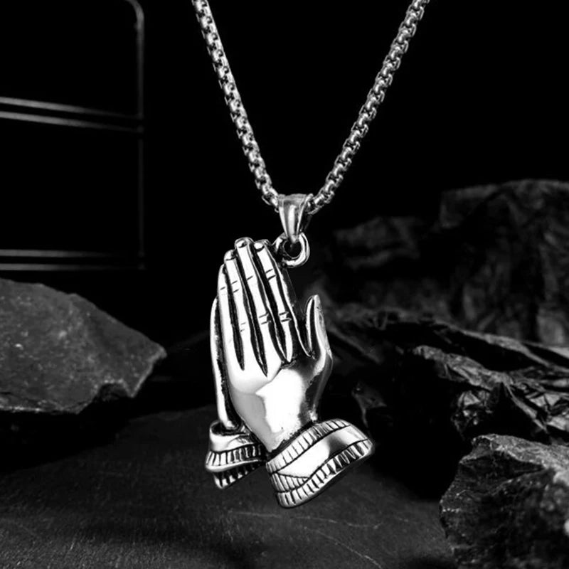 Devotion Praying Hands Pendant – Men's Titanium Steel Streetwear Chain