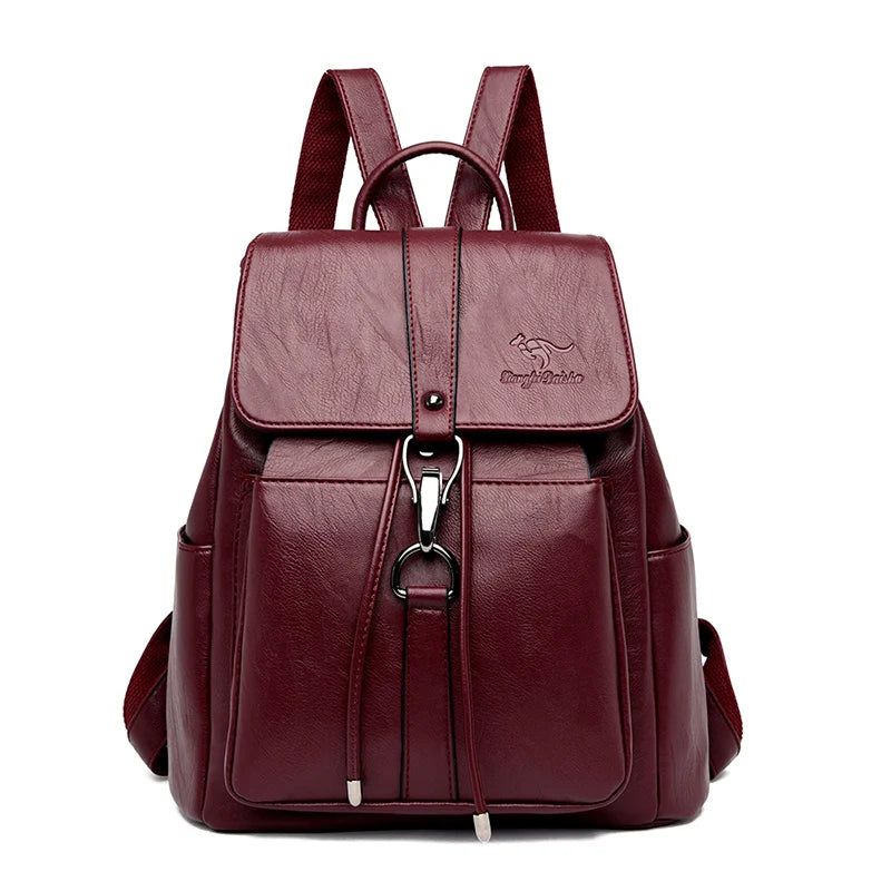Anti-Theft Large Capacity Women's Leather Backpack - Stylish Travel & School Shoulder Bag