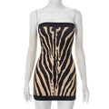 Zebra Striped Strapless Mini A-Line Dress