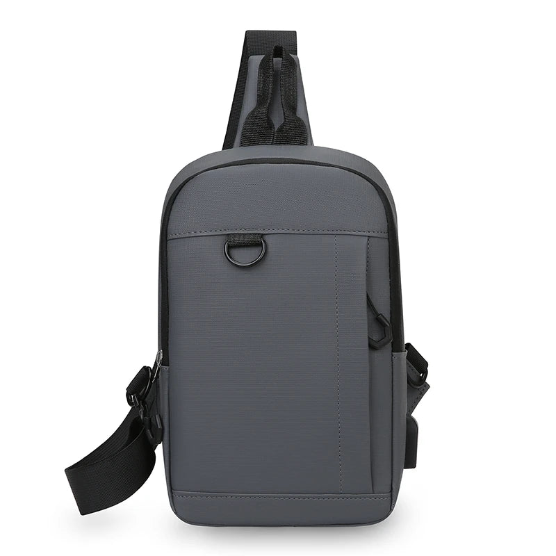 Anti-Theft Men's Crossbody Chest Bag with USB Charging Port - Water Resistant Outdoor Shoulder Messenger Bag