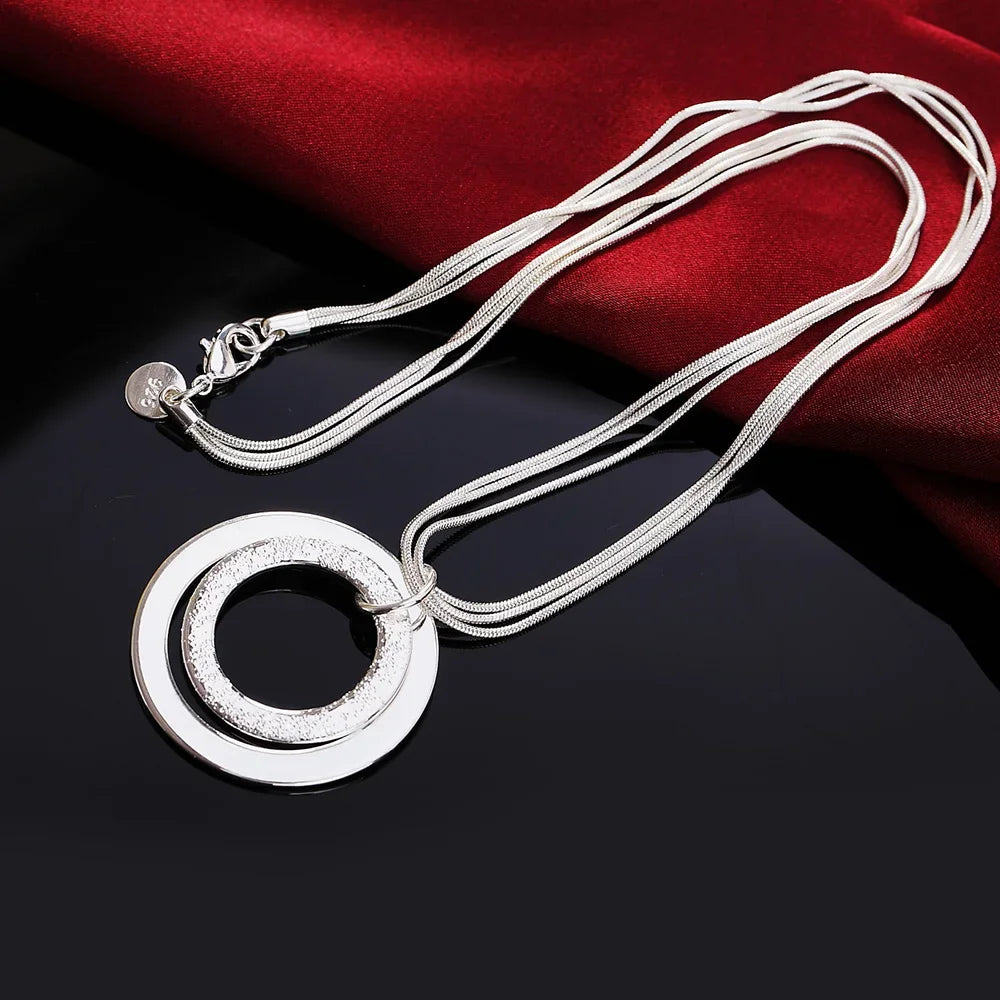 Classic 925 Sterling Silver 18-Inch Circle Pendant Necklace