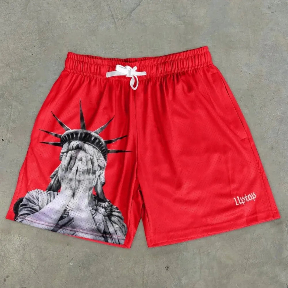 Statue of Liberty Graphic Print Shorts