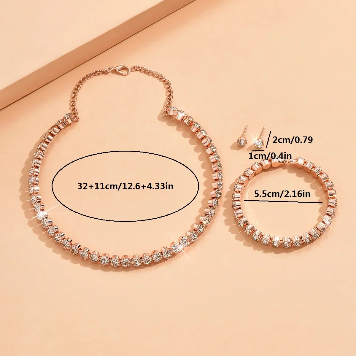Minimalist Rhinestone Jewelry Set