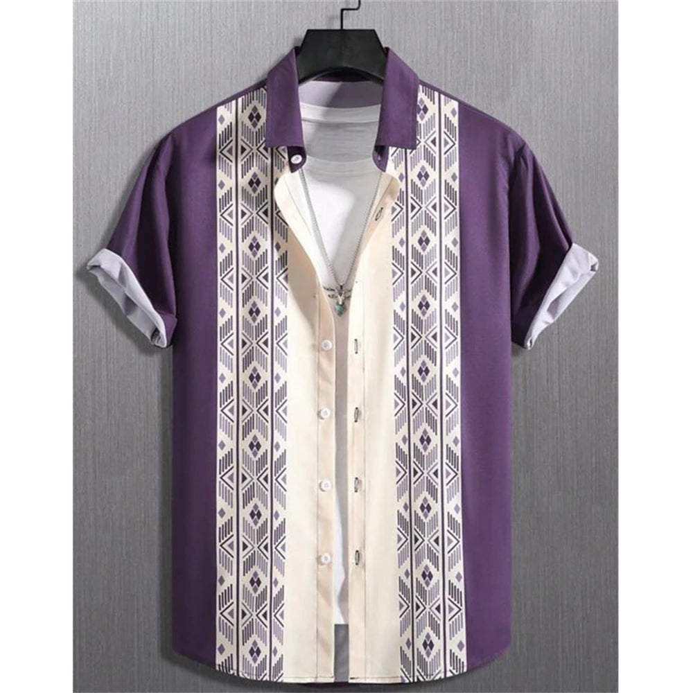 The "Oasis" 3D Geometric Resort Shirt – Summer Loose Casual Hawaiian Top
