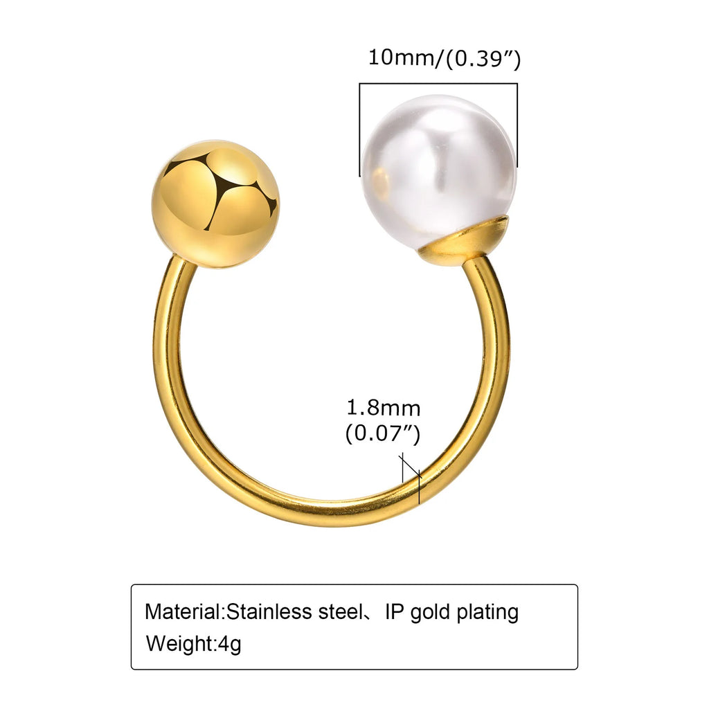 Elegant Double Pearl Open Cuff Ring