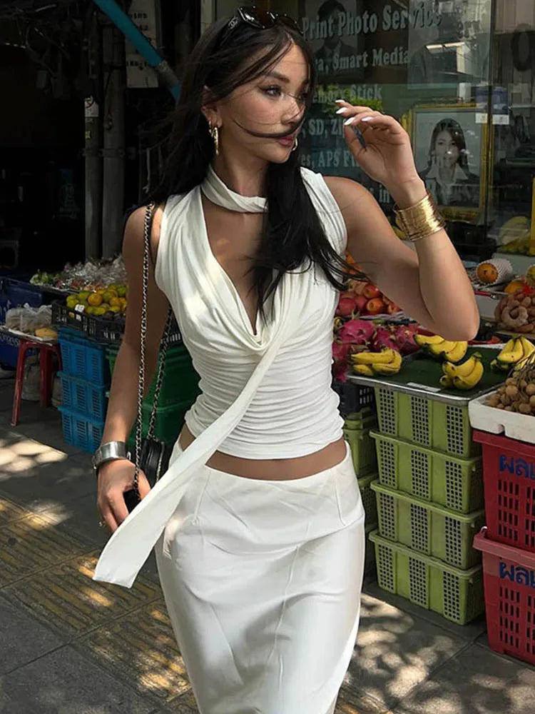The "Aura V-Contour" Knitted Tank – Sexy V-Neck Sleeveless Summer Top