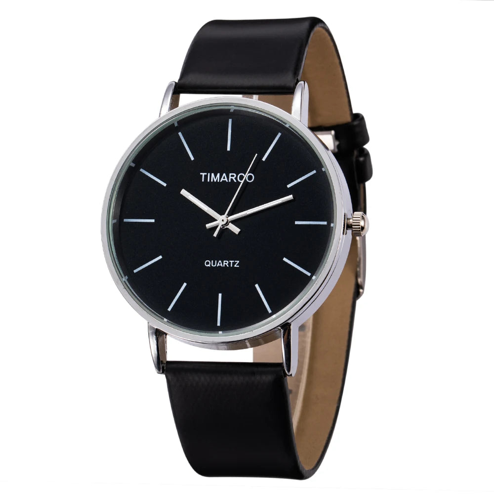 Minimalist Leather Strap Quartz Watch - Unisex