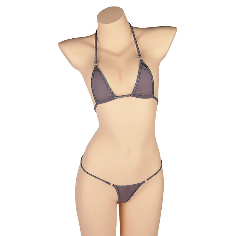 Siren Minimalist Micro Bikini Set – Adjustable Bandage Brazilian Swimwear
