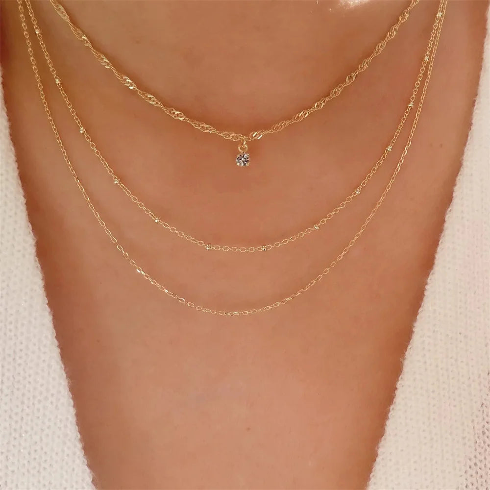 Vintage Elegant Layered Chain Pearl Necklace