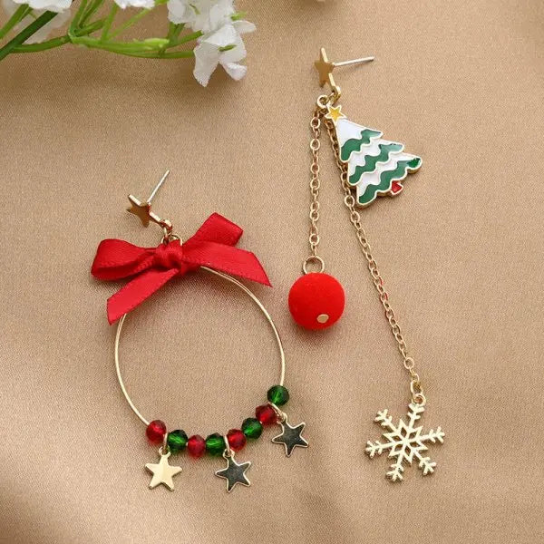 Elegant Festive Red Pearl Drop Earrings