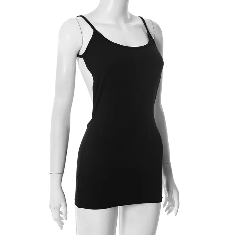 Midnight Eclipse Mini Dress – Elegant Backless Y2K Bodycon