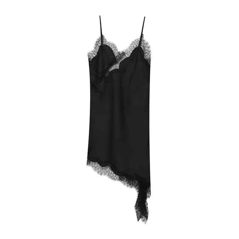 Elegant Satin Lace Backless Mini Summer Dress
