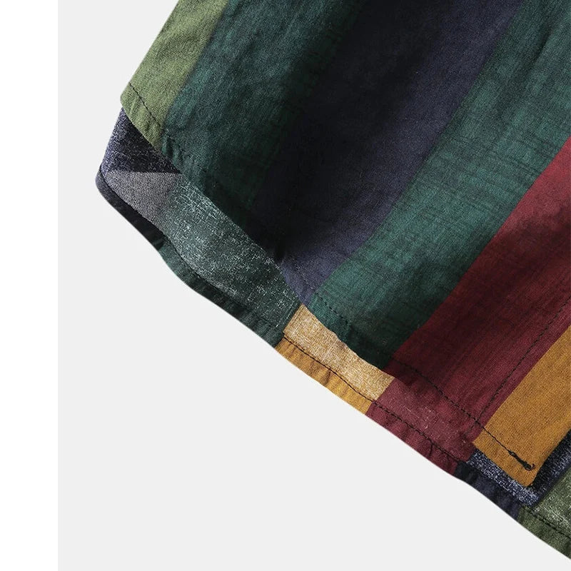 Men's Retro Vertical Striped Long Sleeve Shirt - Loose Fit Button-Down Streetwear Top