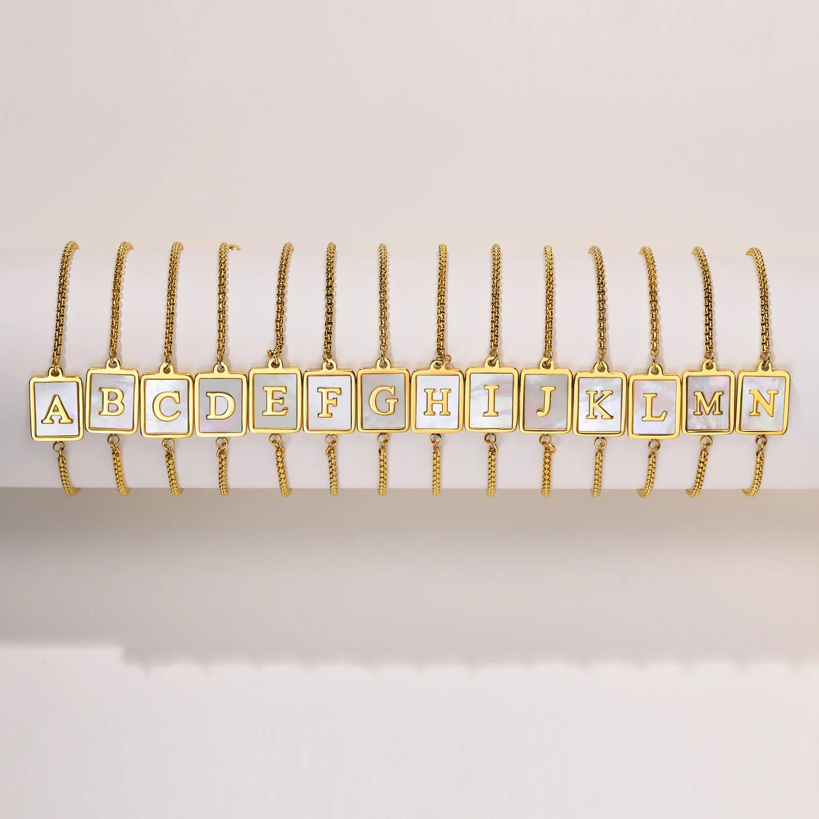 Aura Pearl Initial Bracelet – Waterproof Stainless Steel Alphabet Chain