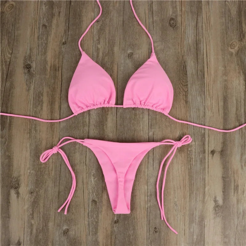 The "Aura Solis" Triangle Bikini Set – Sexy Halter Two-Piece Swimsuit