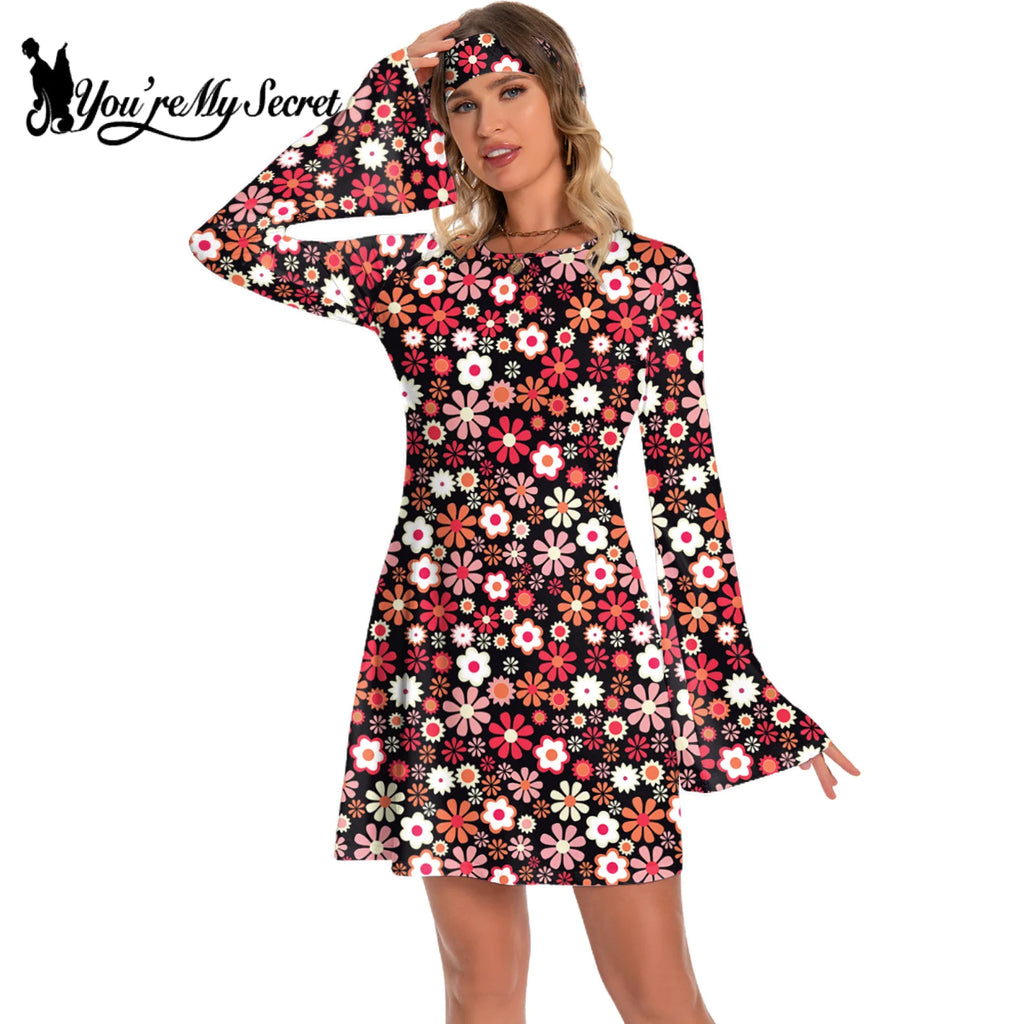 Vintage Bohemian Floral Print Maxi Dress - Retro 70s Inspired Holiday & Casual Wear