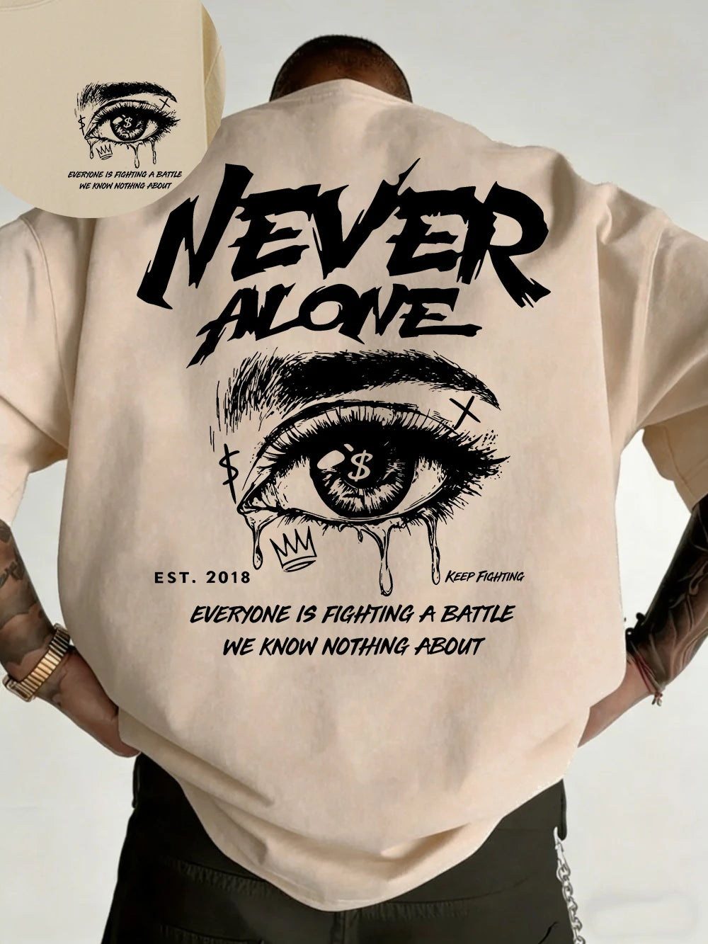 "Never Alone" Graphic Oversized Tee - Premium Cotton Streetwear T-Shirt