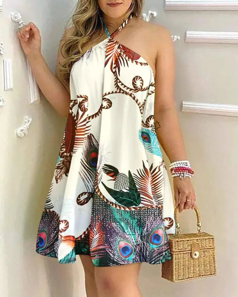 Lunar Eclipse Floral Halter Dress