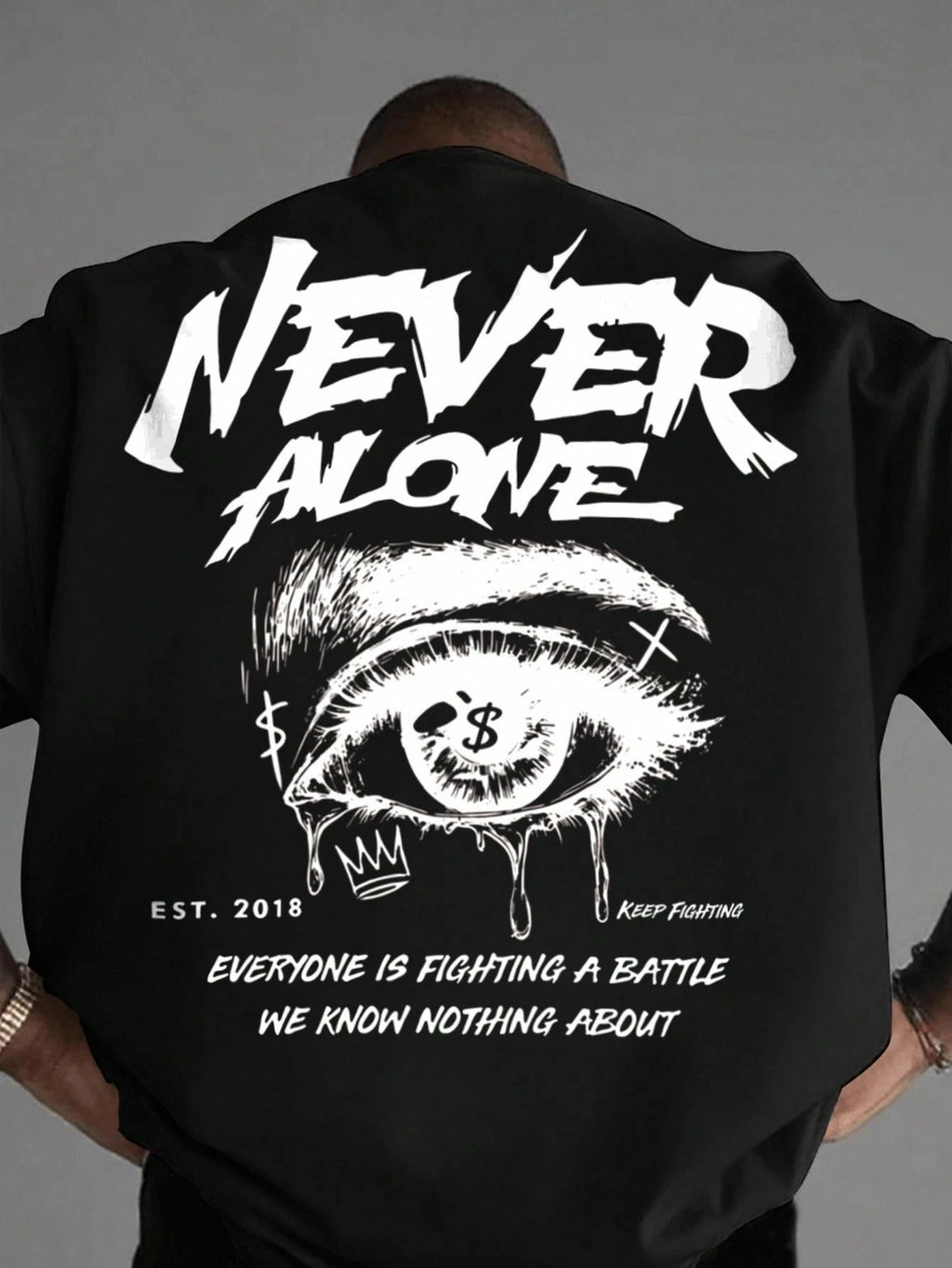 "Never Alone" Graphic Oversized Tee - Premium Cotton Streetwear T-Shirt
