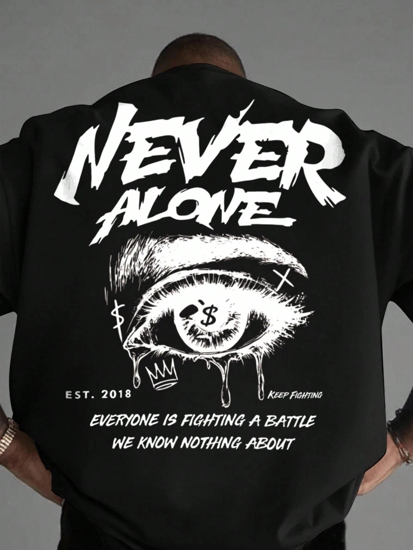 "Never Alone" Graphic Oversized Tee - Premium Cotton Streetwear T-Shirt