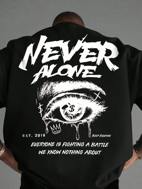 "Never Alone" Graphic Oversized Tee - Premium Cotton Streetwear T-Shirt