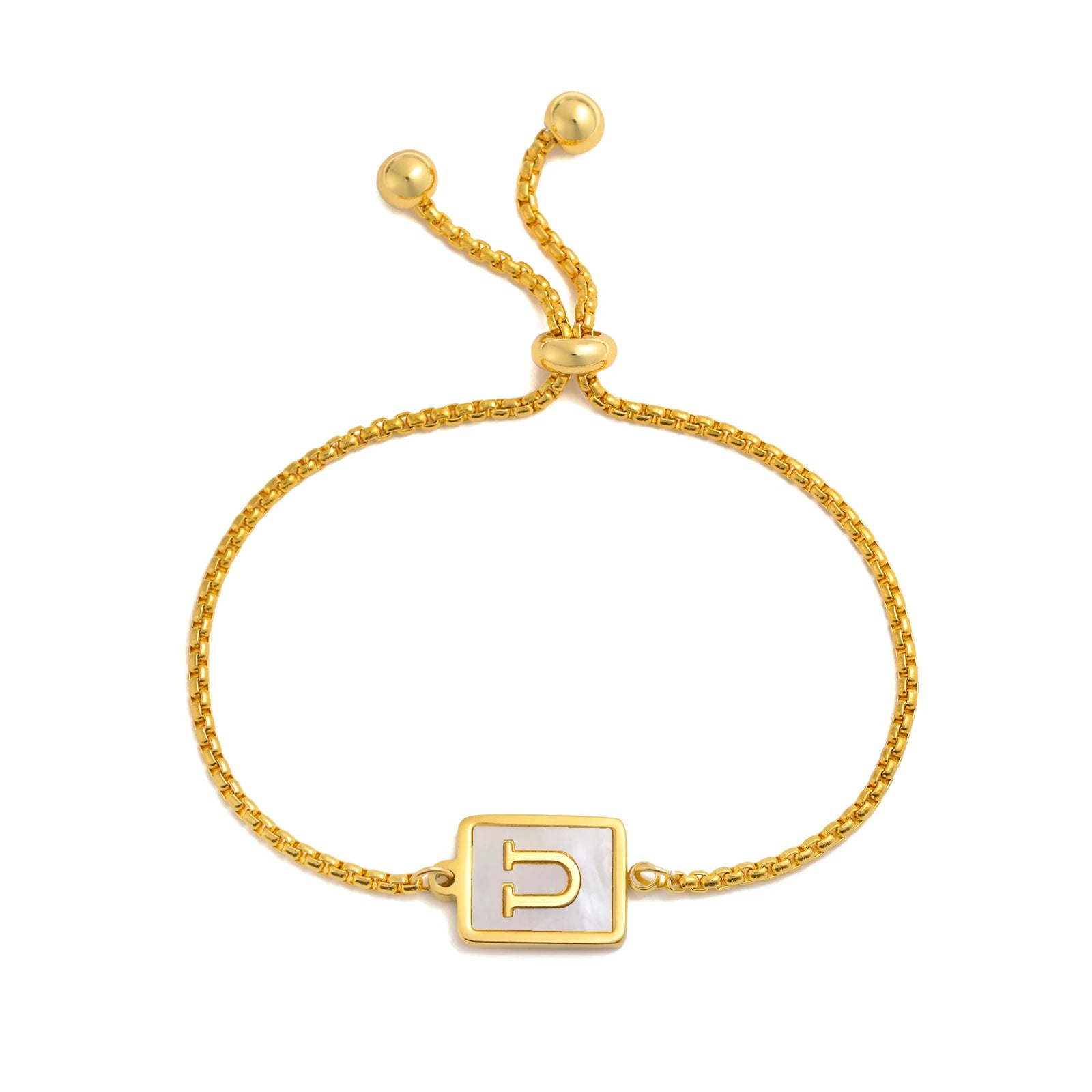 Aura Pearl Initial Bracelet – Waterproof Stainless Steel Alphabet Chain