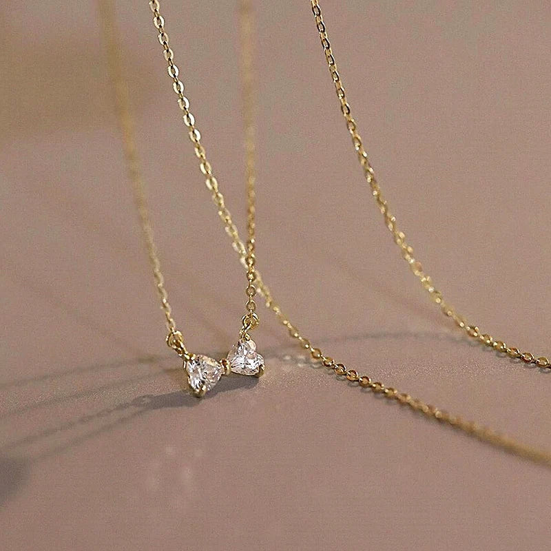 Sparkling Zirconia Bow Statement Necklace