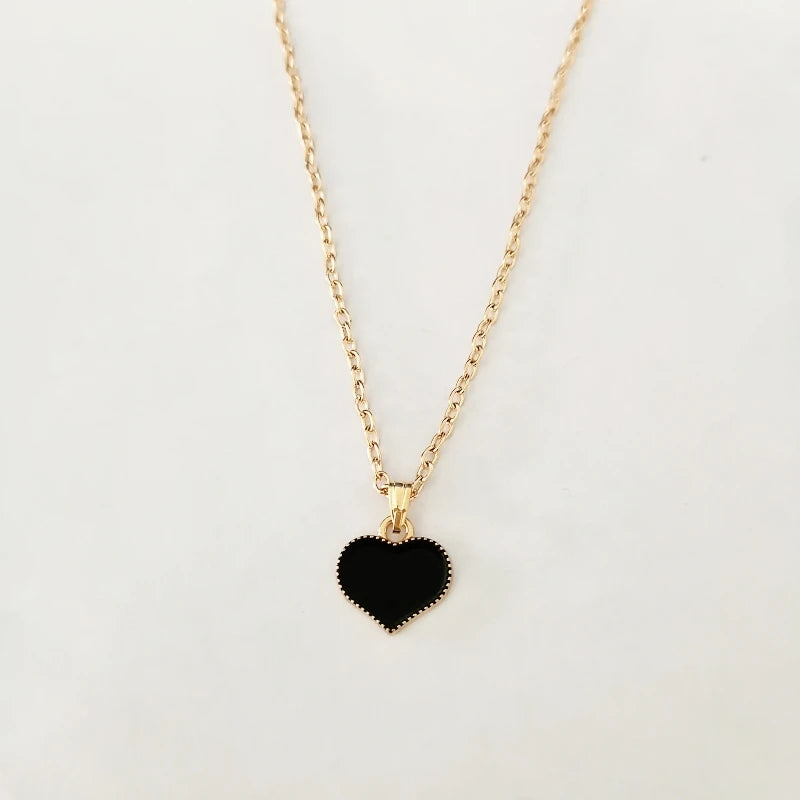 Gold-Tone Enamel Heart Drop Necklace