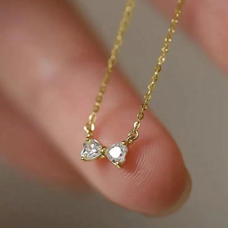 Sparkling Zirconia Bow Statement Necklace