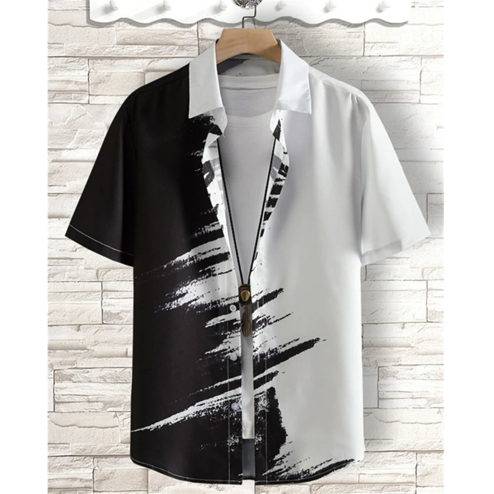 The "Oasis" 3D Geometric Resort Shirt – Summer Loose Casual Hawaiian Top