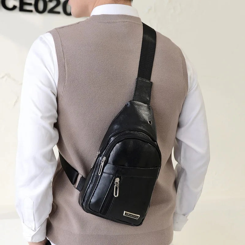 Premium PU Leather Business Chest Pack & Crossbody Sling Bag