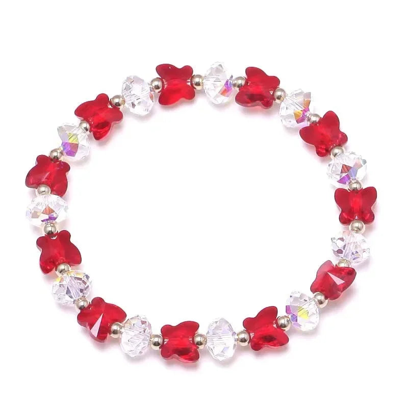 Crystal Butterfly Beaded Stretch Bracelet