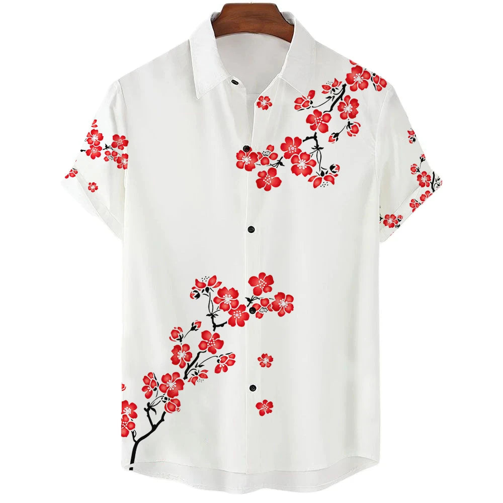 The "Sakura Breeze" Unisex Hawaiian Shirt – Summer Sakura Pattern Short Sleeve