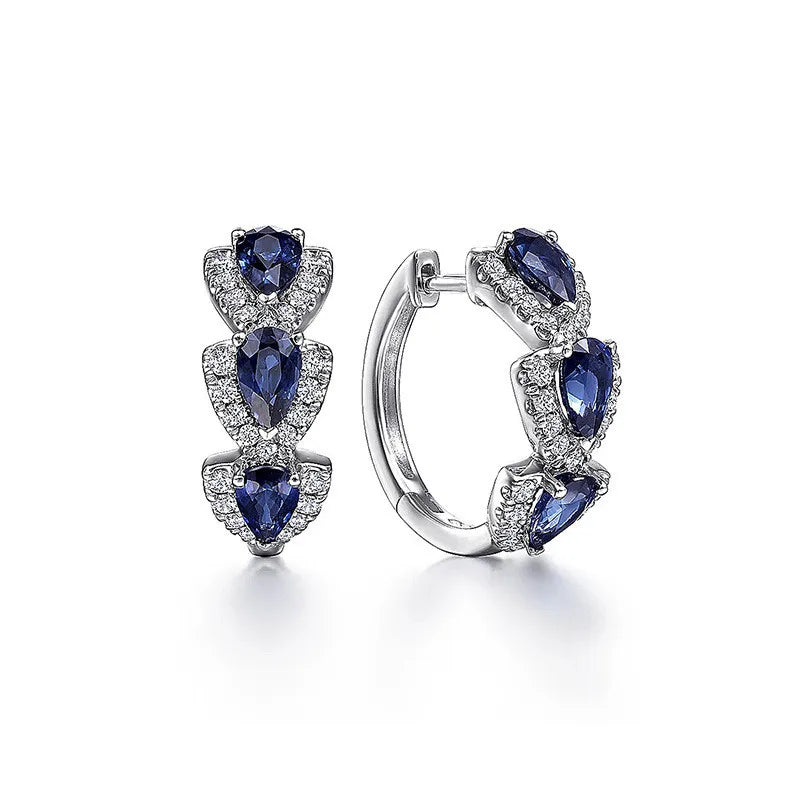 Ocean Aura Blue Hoops – 925 Sterling Silver Luxury Earrings