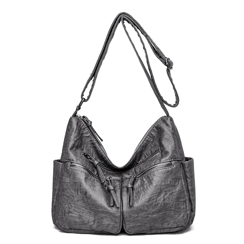 Everyday Soft Leather Shoulder Bag - Spacious Tote
