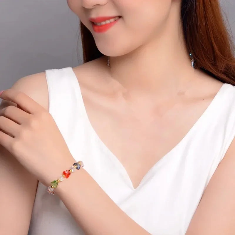 Crystal Butterfly Beaded Stretch Bracelet