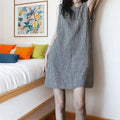 Vintage Plaid Cotton-Linen Vest Dress - Summer Chic
