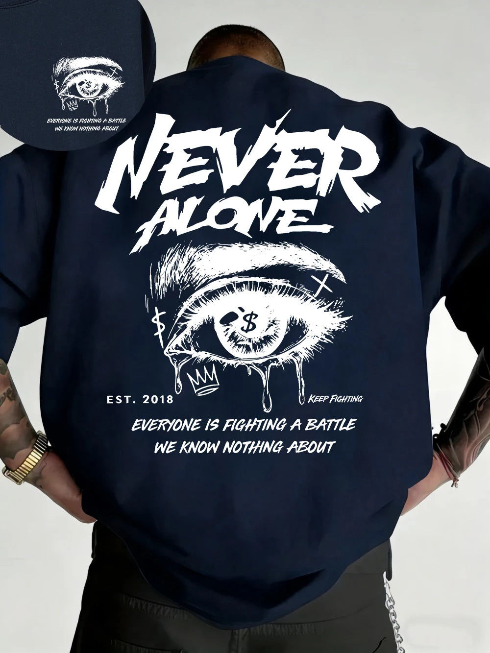 "Never Alone" Graphic Oversized Tee - Premium Cotton Streetwear T-Shirt