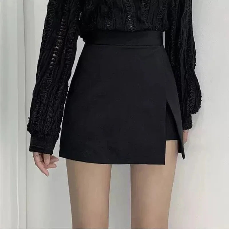 Shadow Aura Mini Skirt – Elegant Irregular High-Waist Skort